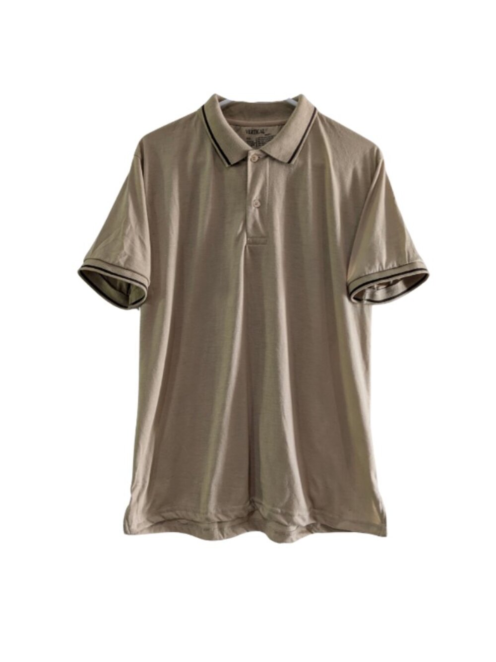 Vertical Sport Men's Tipped Polo Shirt, Tan, Size Large, Short Sleeve